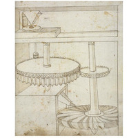 Folio 44: mill powered by horizontal wheel-Paper Art-22"x26"