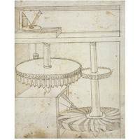 Folio 44: mill powered by horizontal wheel-Paper Art-24"x30"