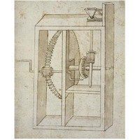 Mill powered by crank-Paper Art-24"x30"