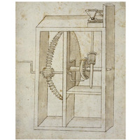 Mill powered by crank-Paper Art-30"x37"