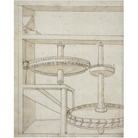 Folio 40: mill with horizontal water wheel-Paper Art-24"x30"
