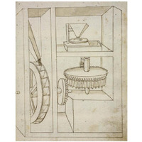 Folio 40: mill with overshot water wheel-Paper Art-18"x22"