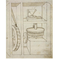 Folio 40: mill with overshot water wheel-Paper Art-24"x30"