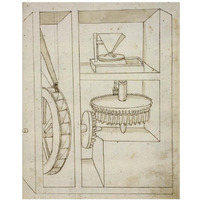 Folio 40: mill with overshot water wheel-Paper Art-30"x37"