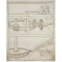 Mill with horizontal water wheel-Paper Art-24"x30"