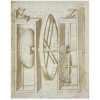 Two mills with wheel between-Paper Art-22"x26"