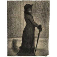Une lgante (Woman Strolling)-Paper Art-14"x18"