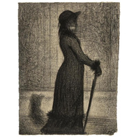 Une lgante (Woman Strolling)-Paper Art-20"x26"