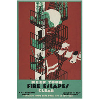Keep your fire escapes clear-Paper Art-18"x26"
