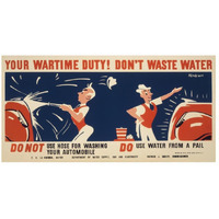 Do not use hose for washing your automobile-Paper Art-26"x14"