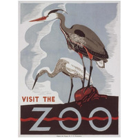 Visit the zoo - Herons-Paper Art-14"x18"