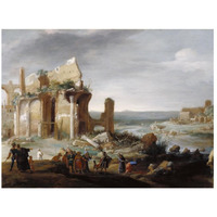 Moses and Aaron Changing the Rivers of Egypt to Blood-Paper Art-26"x20"