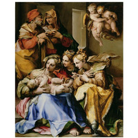 Holy Family with Saints Anne, Catherine of Alexandria, and Mary Magdalene-Paper Art-18"x22"
