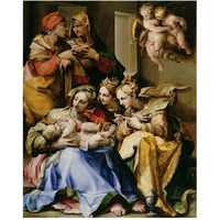 Holy Family with Saints Anne, Catherine of Alexandria, and Mary Magdalene-Paper Art-24"x30"