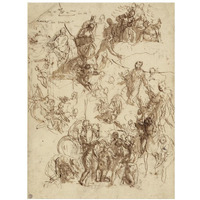 Sheet of Studies for The Martyrdom of Saint George-Paper Art-14"x18"