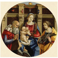 Madonna and Child with a Male Saint, Catherine of Alexandria and a Donor-Paper Art-32"x32"