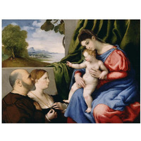 Madonna and Child with Two Donors-Paper Art-18"x14"