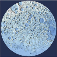Unmarked Decorative Topographic Map of the Moon, North Pole-Paper Art-38"x38"