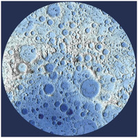 Unmarked Decorative Topographic Map of the Moon, South Pole-Paper Art-32"x32"