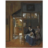 A Woman Preparing Bread and Butter for a Boy-Paper Art-18"x22"