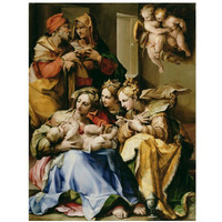 Holy Family with Saints Anne, Catherine of Alexandria, and Mary Magdalene-Paper Art-14"x18"