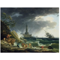 A Storm on a Mediterranean Coast-Paper Art-26"x20"