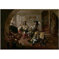 Interior with Soldiers and Women-Paper Art-38"x26"