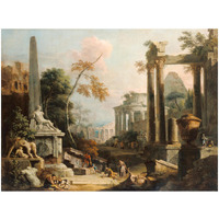 Landscape with Classical Ruins and Figures-Paper Art-18"x14"