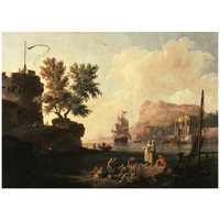 Mediterranean Harbor Scene-Paper Art-42"x32"