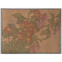 Pink Roses on Terracotta Color Ground-Paper Art-26"x20"