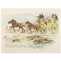 People On A Carriage Watching Dogs Chasing A Rabbit, 1817-Paper Art-34"x26"