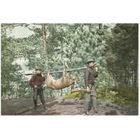 Hunting, Adirondacks, N.Y., 1898-Paper Art-26"x18"