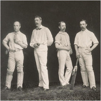 Cricket Players, Unidentified Group Of Four-Paper Art-38"x38"