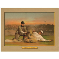 Safe at Third, Baseball Card-Paper Art-18"x14"