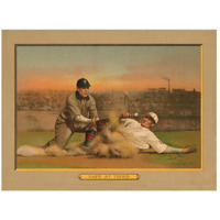 Safe at Third, Baseball Card-Paper Art-26"x20"