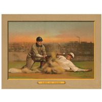 Safe at Third, Baseball Card-Paper Art-34"x26"