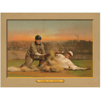 Safe at Third, Baseball Card-Paper Art-50"x38"