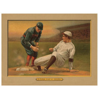 A Close Play at Second, Baseball Card-Paper Art-34"x26"