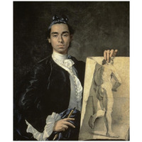 Custom Crop - Portrait of The Artist Holding a Life Study-Paper Art-15"x18"