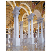 Great Hall, second floor, north. Library of Congress Thomas Jefferson Building, Washington, D.C.-Paper Art-26"x34"