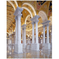 Great Hall, second floor, north. Library of Congress Thomas Jefferson Building, Washington, D.C.-Paper Art-32"x42"