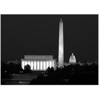 Our treasured monuments at night, Washington D.C. - Black and White Variant-Paper Art-34"x26"