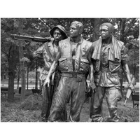 Vietnam memorial soldiers by Frederick Hart, Washington, D.C. - Black and White Variant-Paper Art-50"x38"
