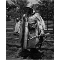 Stainless-steel trooper on "patrol" at the Korean War Veterans Memorial, Washington, D.C. - Black and White Variant-Paper Art-18"x22"