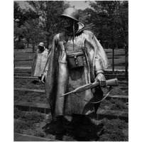 Stainless-steel trooper on "patrol" at the Korean War Veterans Memorial, Washington, D.C. - Black and White Variant-Paper Art-30"x37"