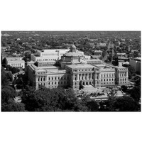 View of the Library of Congress Thomas Jefferson Building from the U.S. Capitol dome, Washington, D.C. - Black and White Variant-Paper Art-32"x19"