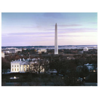 Dawn over the White House, Washington Monument, and Jefferson Memorial, Washington, D.C. - Vintage Style Photo Tint Variant-Paper Art-34"x26"