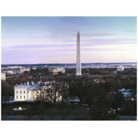 Dawn over the White House, Washington Monument, and Jefferson Memorial, Washington, D.C. - Vintage Style Photo Tint Variant-Paper Art-42"x32"