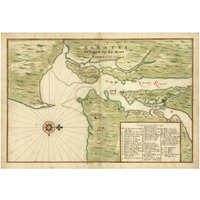 Map of New York City Region - Manatvs gelegen op de Noot Riuier, 1639-Paper Art-38"x26"