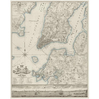 Plan of the City of New York, copied from the Ratzer Map - Decorative Blue Shading-Paper Art-30"x37"